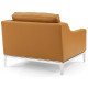 Sleek Modern Tan Leather & Stainless Steel Armchair