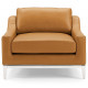 Sleek Modern Tan Leather & Stainless Steel Armchair