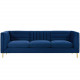 Navy Blue Velvet Vertical & Horizontal Channel Tufted Sofa 