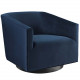 Dark Blue Velvet Clean Line Swivel Lounge Chair