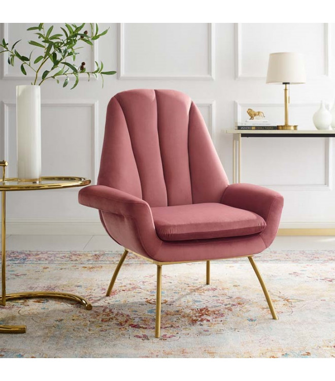Blush Dusty Rose Velvet Modern Accent, Accent Arm Chairs