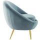 Llight Blue Velvet Round Shape Gold Legs Accent Chair