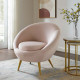 Soft Pink Velvet Round Shape Gold Legs Accent Chair