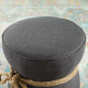 Grey Fabric Rope Center Cinched Footstool Ottoman