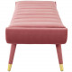 Dusty Pink Velvet Channel Tufted Mid Century Bench Gold Feet
