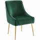 Forest Green Velvet Pleated Back Dining Accent Chair