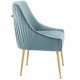 Light Blue Velvet Pleated Back Dining Accent Chair