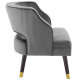 Grey Velvet Tufting & Piping Open Back Accent Chair