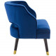 Blue Velvet Tufting & Piping Open Back Accent Chair