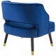Blue Velvet Tufting & Piping Open Back Accent Chair