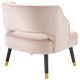 Pink Velvet Tufting & Piping Open Back Accent Chair