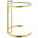 Gold Metal Modern Design Adjustable Height Glass Top Side Accent Table