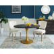 Black Oval Wood Top Gold Base Industrial Modern Dining Table 3 Sizes