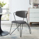 Grey Velvet Black Bent Paperclip Body Accent Dining Chair
