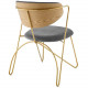 Grey Velvet Gold Bent Paperclip Body Accent Dining Chair