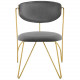 Grey Velvet Gold Bent Paperclip Body Accent Dining Chair