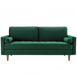 Green Velvet Mid Century Modern Accent Sofa 