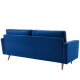 Navy Blue Velvet Mid Century Modern Accent Sofa 