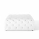 White Faux Leather Totally Tufted Square Ottoman Coffee Table