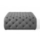 Silver Grey Velvet Totally Tufted Square Ottoman Coffee Table