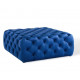 Blue Velvet Totally Tufted Square Ottoman Coffee Table