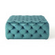 Teal Green Velvet Totally Tufted Square Ottoman Coffee Table