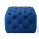 Blue Velvet Totally Tufted Square Ottoman Footstool