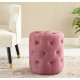 Blush Dusty Pink Velvet Totally Tufted Round Ottoman Footstool