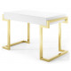 Glam High Gloss White Gold Metal Ring Modern Desk