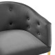 Charcoal Grey Button Tufted Velvet Gold 3 Leg Curved Counter or Bar Stool