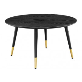 Black Round Wood Top Mid Century Coffee Table