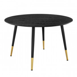 Black Round Wood Top Mid Century Dining Table