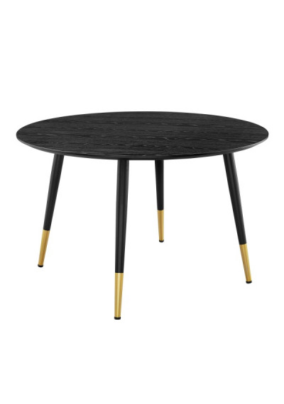 Black Round Wood Top Mid Century Dining Table