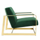 Emerald Green Velvet Square Gold Frame Arm Chair