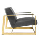 Grey Velvet Square Gold Frame Arm Chair