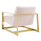 Light Pink Velvet Square Gold Frame Arm Chair