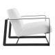 White Fabric Square Black Frame Arm Chair