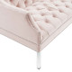 Soft Pink Velvet Tufted Acrylic Leg Glam Loveseat Settee