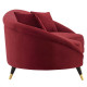Maroon Wine Velvet Mid Century Curved Asymmetric Sofa 