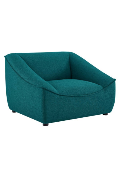 Deep Teal Green Fabric Super Cozy Lounge Chair