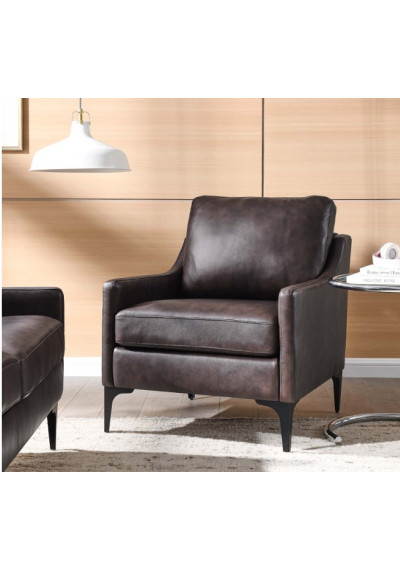 Dark Brown Simple Style Leather Armchair