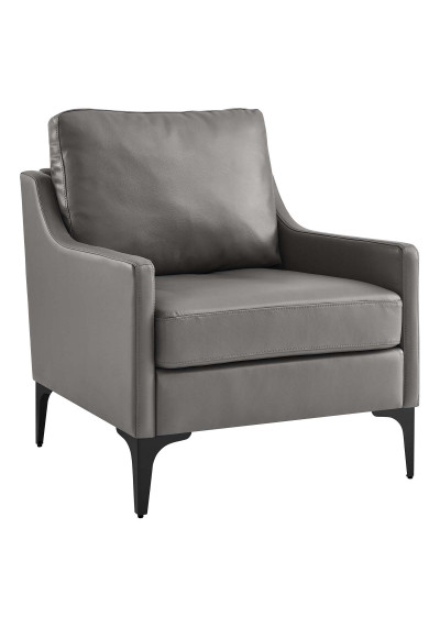 Grey Brown Simple Style Leather Armchair