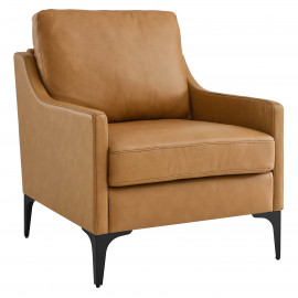 Tan Brown Simple Style Leather Armchair