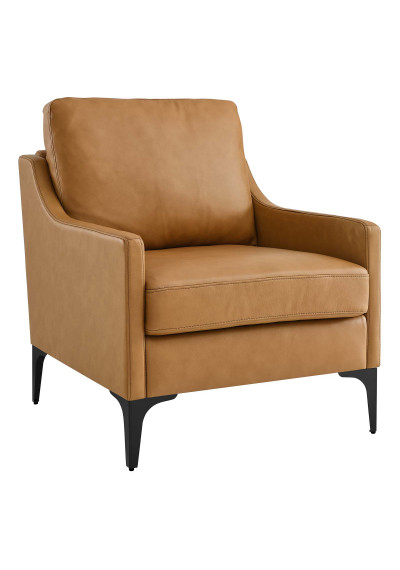Tan Brown Simple Style Leather Armchair