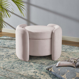 Pink Velvet Storage Footstool Ottoman
