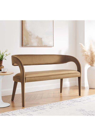 Brown Carmel Open Curved Back Bench