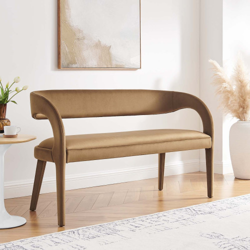 Brown Carmel Open Curved Back Bench