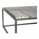 Charcoal Grey Marble Striped Top & Dark Iron Base Square Coffee Table