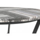 Grey Marble Striped Top & Dark Iron Base Round Coffee Table