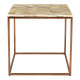 Natural Beige Marble Top & Copper Toned Iron Base Square Side Table
